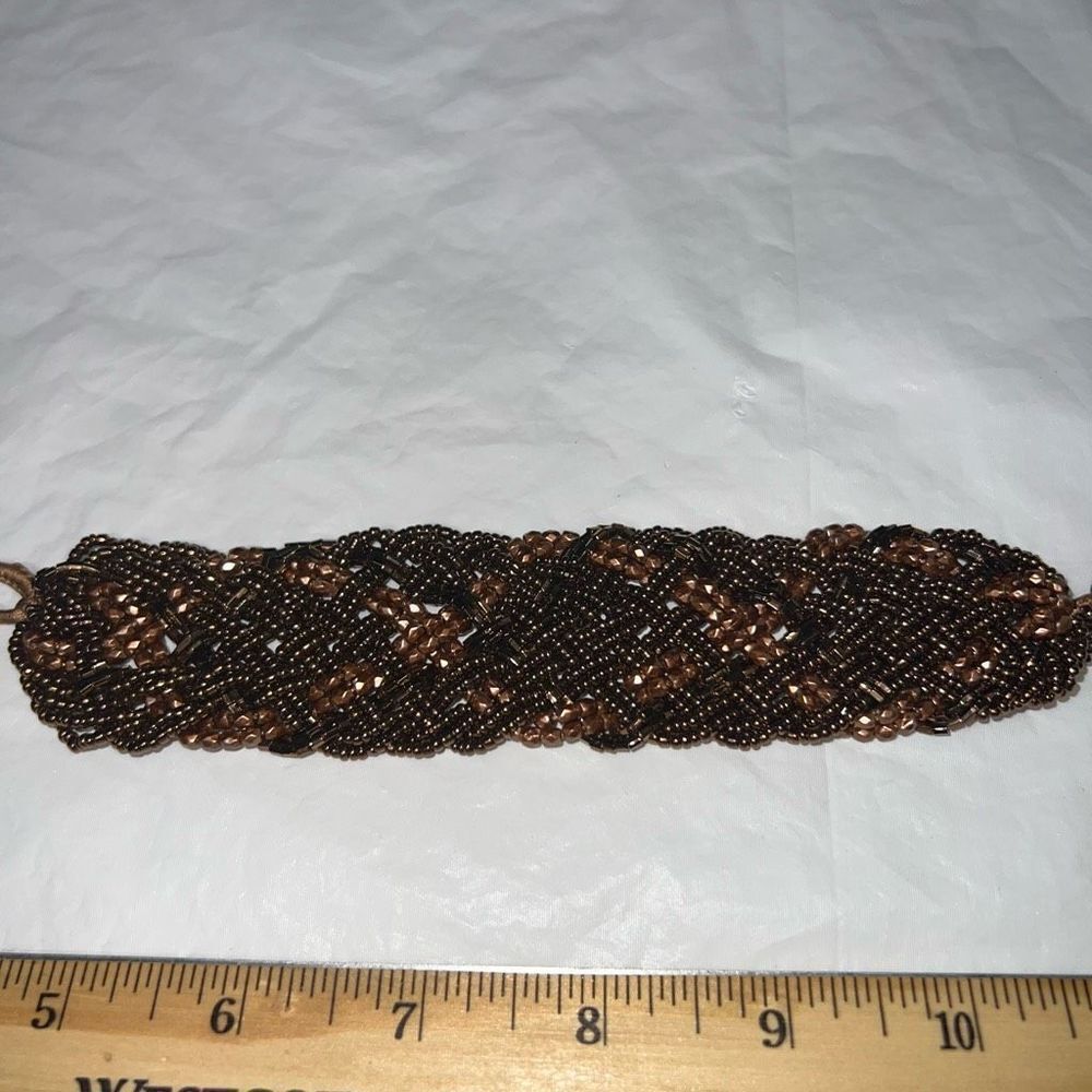 Vintage Seed Bead Braided Thick Cuff Bracelet